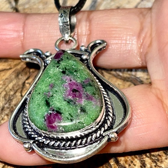 Tanzaniate Ruby Zoisite Pendant 2 1/4” - Picture 1 of 13